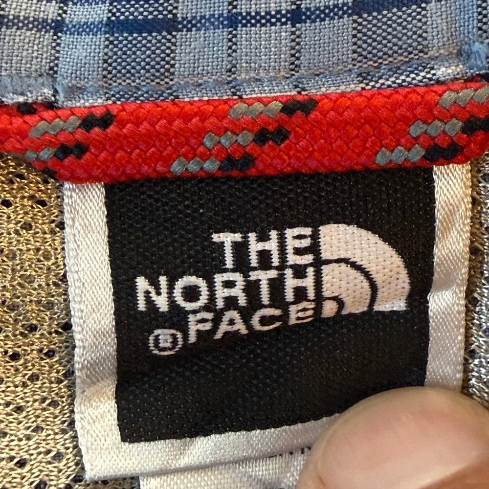 The North Face Men XL Blue Plaid Short Sleeve Button Up Hiking Shirt Modal Blend